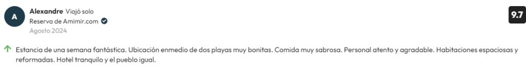 Valoración de un cliente de Amimir.com 