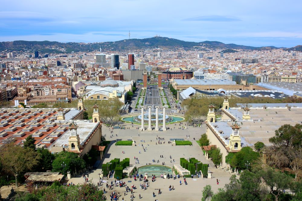 Vistas desde la terraza del Museo Nacional de Arte de Cataluña