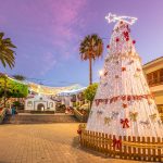 Landscape with Christmas market in Puerto de Santiago city, Tenerife, Canary island, Spain