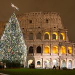 Christmas Tree in Colosseum square, Rome Italy